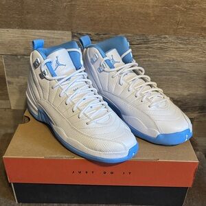 Jordan Retro 12 White and Carolina Blue High-Top Sneakers